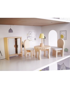 Domek dla lalek drewniany mebelki 70cm szary Kik Sp. z o. o. Sp. k. | Time- 2