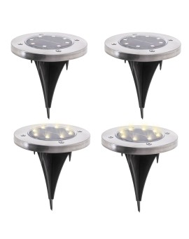 Lampy ogrodowe solarne najazdowe gruntowe czujnik zmierzchu wbijane świecący dysk 8LED 4szt. zimny biały Kik Sp. z o. o. Sp. k. 