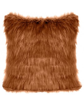Poszewka na poduszkę 55x55 cm brązowa z miękkiego futerka
