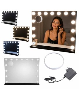 Lusterko do makijażu LED z 15 żarówkami kosmetyczne zoom x10 regulacja jasności