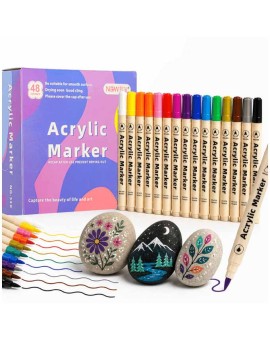 Markery akrylowe do tkanin kamieni pisaki flamastry mazaki wodoodporne DIY 48 szt.