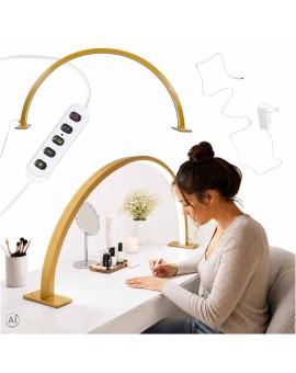 Lampa kosmetyczna LED bezcieniowa biurkowa do manicure paznokci łuk złota