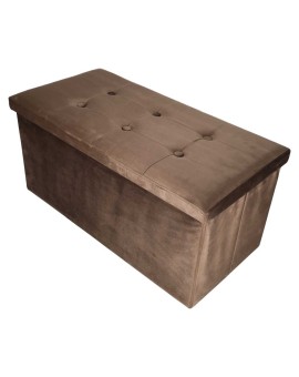 Pufa ze schowkiem do siedzenia otwierana składana welurowa 76x38x38cm brązowa Kik Sp. z o. o. Sp. k. | Time- 2