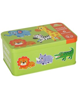 Puzzle dla dzieci układanka w puszce zwierzątka safari 25 puzzli 6 obrazków