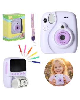 Aparat fotograficzny cyfrowy natychmiastowy 16x wkłady mazaki fioletowy 8GB