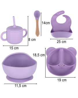 Naczynia silikonowe dla dzieci zestaw 8 elementów fioletowe Kik Sp. z o. o. Sp. k. | Time- 2