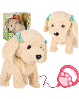 Piesek interaktywny na smyczy szczeka chodzi rusza ogonem Pudel