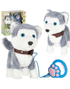 Piesek interaktywny na smyczy szczeka chodzi rusza ogonem Husky