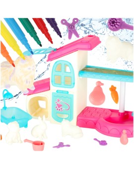 SPA dla zwierząt domek malowanie kąpanie zwierząt mazaki zmywalne akcesoria 26 elementów