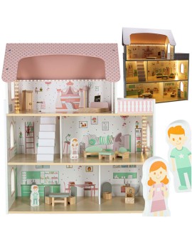 Domek dla lalek drewniany LULILO Peonio 70cm LED róż