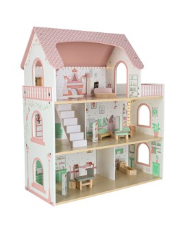 Domek dla lalek drewniany LULILO Peonio 70cm LED róż Kik Sp. z o. o. Sp. k. | Time- 2