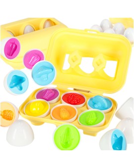 Układanka edukacyjna sorter dopasuj kształty jajka montessori owoce warzywa 6szt