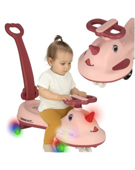 Jeździk grawitacyjny LED Swing FIX S1 skuter z rączką różowy max 65kg