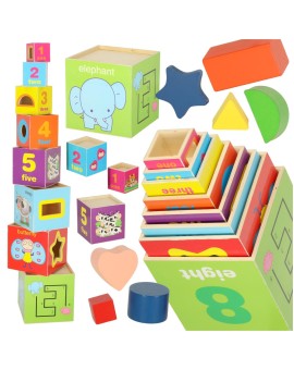 Wieża edukacyjna drewniana sorter kształty nauka liczenia 71cm XXL