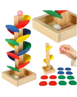 Drzewko edukacyjne klocki drewniane tor kulkowy Kulodrom Montessori