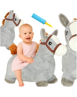 Skoczek dla dzieci gumowy do skakania koń konik z miękkim pokrowcem pompka