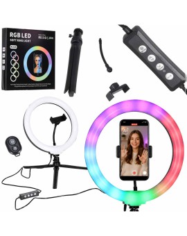 Lampa pierścieniowa do selfie LED RGB na statywie
