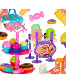 Kosz piknikowy koszyk lodziarnia desery jedzenie prowiant przekąski na piknik