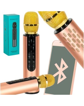 Mikrofon bezprzewodowy karaoke dla dzieci głośnik Bluetooth 2000mAh karta SD USB wysoka jakość złoty Kik Sp. z o. o. Sp. k. | Ti