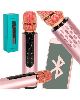 Mikrofon bezprzewodowy karaoke dla dzieci głośnik Bluetooth 2000mAh karta SD USB wysoka jakość różowy Kik Sp. z o. o. Sp. k. | T