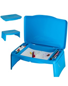 Stolik samochodowy do auta podróżny przenośny składany dla dzieci ze schowkiem niebieski Kik Sp. z o. o. Sp. k. | Time- 2