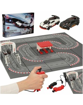 Tor wyścigowy samochodowy elektryczny policyjny 2 auta autka kontrolery zakręty klocki konstrukcyjne GD-03