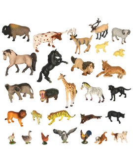 Figurki zwierząt zwierzęta zoo safari farma akcesoria skrzynka 28el.