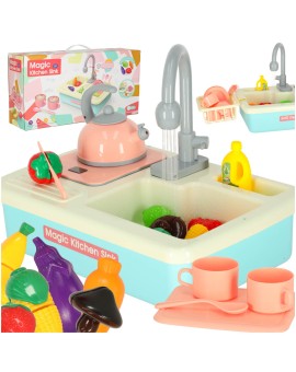 Zlewozmywak zlew do mycia naczyń dla dzieci z akcesoriami leci woda niebieski