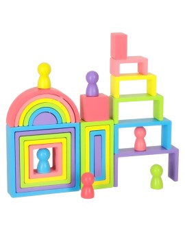 Klocki drewniane edukacyjne układanka tęcza puzzle montessori tęcza kolorowe Kik Sp. z o. o. Sp. k. | Time- 2