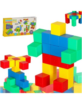 Klocki magnetyczne sześcienne kostka sześcian figury magnes 32 el.