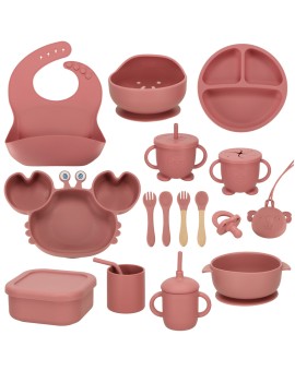 Naczynia silikonowe dla dzieci krab zestaw 19 el ciemny różowy Kik Sp. z o. o. Sp. k. | Time- 2