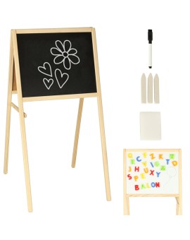 Tablica magnetyczna kredowa dwustronna drewniana literki kreda 43x50x84cm