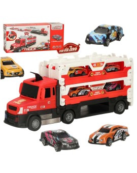 TIR Laweta samochód transporter pojazd składany 6 aut czerwony