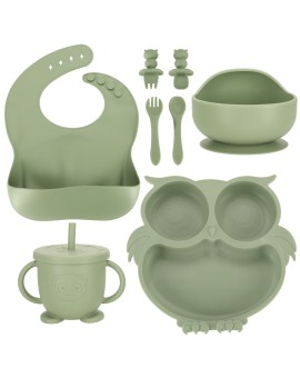 Naczynia silikonowe dla dzieci sowa zestaw 8 elementów zielone Kik Sp. z o. o. Sp. k. | Time- 2