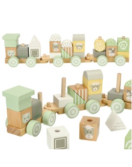 Pociąg kolejka drewniana LULILO Vico pastelowy