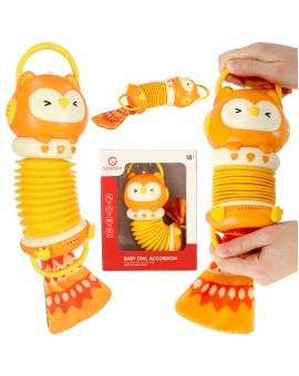 Harmonia akordeon zabawka sensoryczna dla dzieci sowa pomarańczowa
