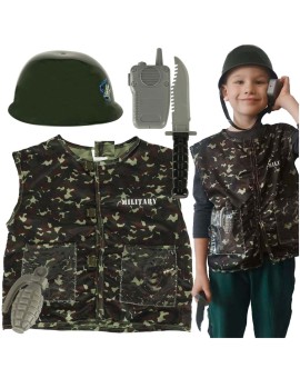 Kostium strój karnawałowy przebranie żołnierz hełm zestaw 3-8 lat