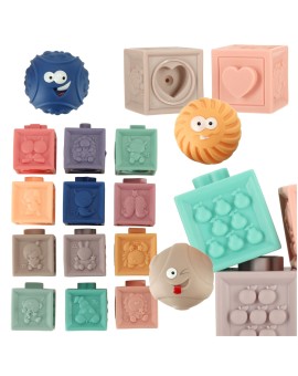 Klocki piłki sensoryczne miękkie edukacyjne 15 elementów