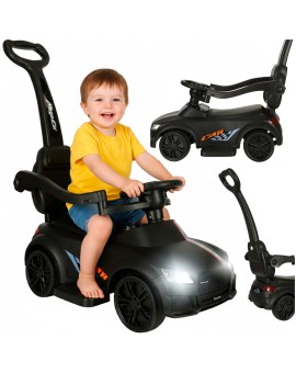 Jeździk pchacz samochód 3w1 z dźwiękiem i światłami czarny