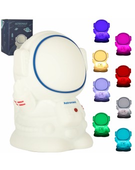 Lampka nocna dla dzieci silikonowa dotykowa miękka 8 LED USB RGB biała astronauta