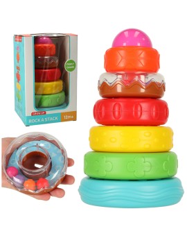 Piramida wieża edukacyjna z kółek układanka sensoryczna kolorowa Montessori