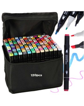 Markery dwustronne mazaki alkoholowe w etui 120 + podstawka