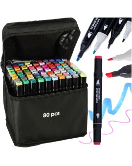 Markery dwustronne mazaki alkoholowe w etui 80 + podstawka