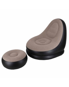 Fotel z podnóżkiem wypoczynkowy dmuchany sofa pufa pompka zestaw 2w1
