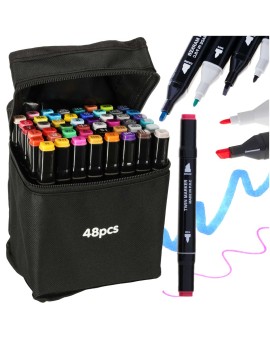 Markery dwustronne mazaki alkoholowe w etui 48 + podstawka