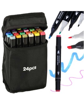 Markery dwustronne mazaki alkoholowe w etui 24 + podstawka