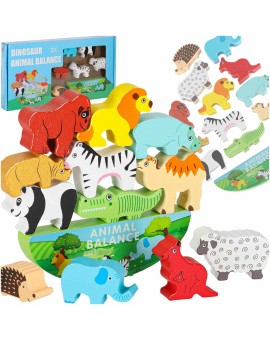 Gra zręcznościowa montessori układanka balansująca klocki zwierzątka drewniane