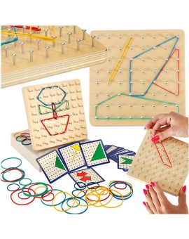 Geoboard geoplan drewniana układanka tworzenie kształtów z gumek