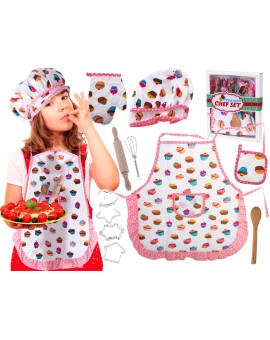 Zestaw kucharza dla dzieci fartuch czapka kucharska rękawica kuchenna + akcesoria