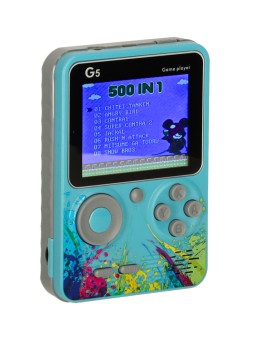 Konsola przenośna do gier mini elektroniczna retro 500 gier niebieska